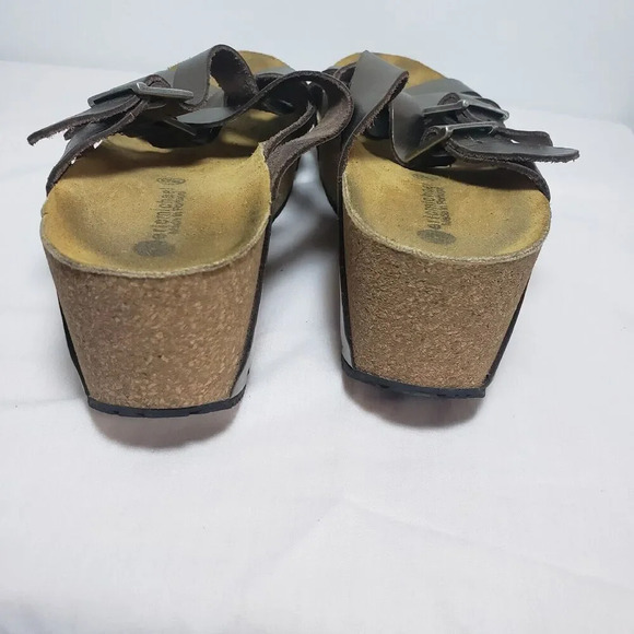 Eric Michael Metallic Brown Leather Platform Wedge Sandals 7.5 Comfort Boho - Picture 5 of 11